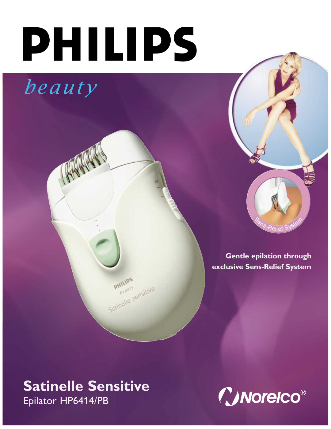 Philips manual Satinelle Sensitive, Epilator HP6414/PB 