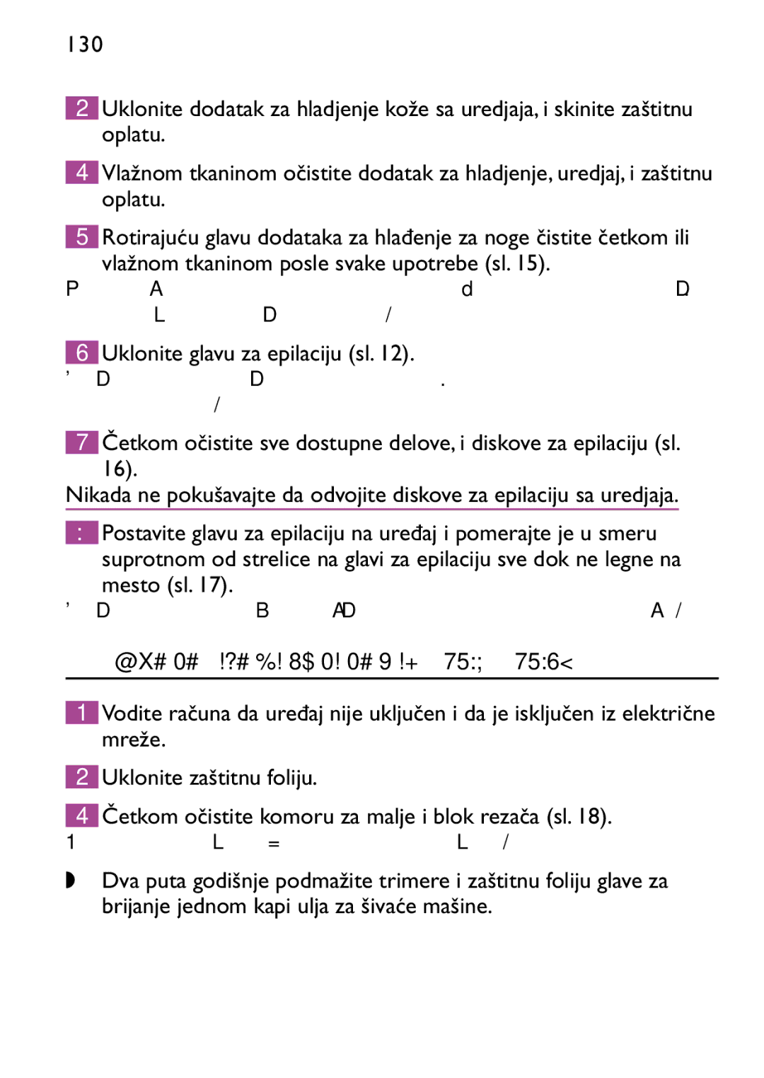 Philips HP6473 manual Mesto sl, Čišćenje glave za brijanje samo HP6479 i HP6475 