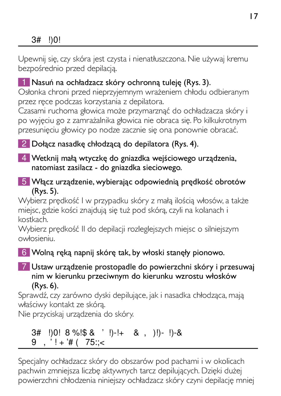 Philips HP6473 manual Depilacja nóg, Dołącz nasadkę chłodzącą do depilatora Rys 