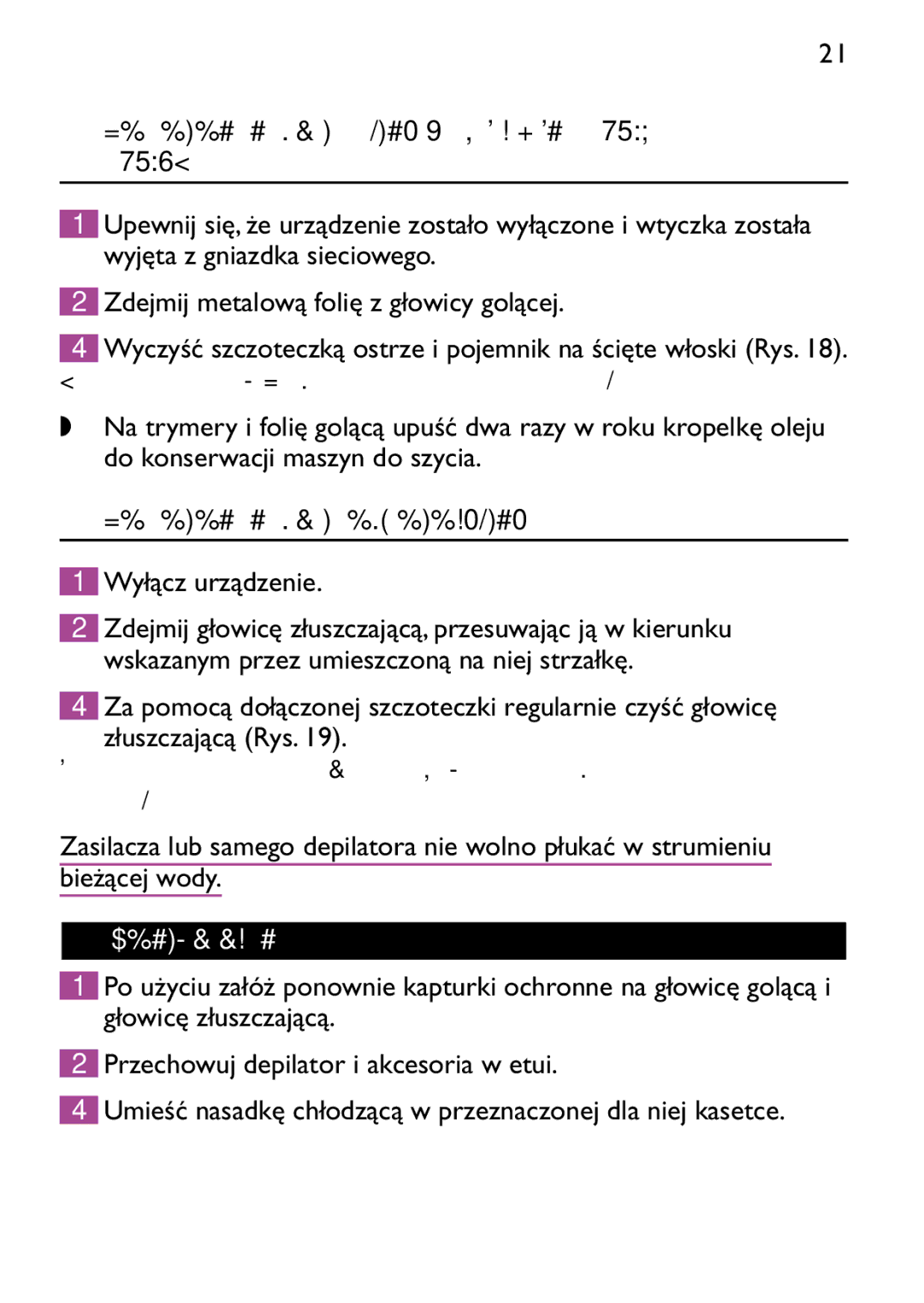 Philips HP6473 manual Czyszczenie głowicy złuszczającej, Wyłącz urządzenie, Przechowywanie 