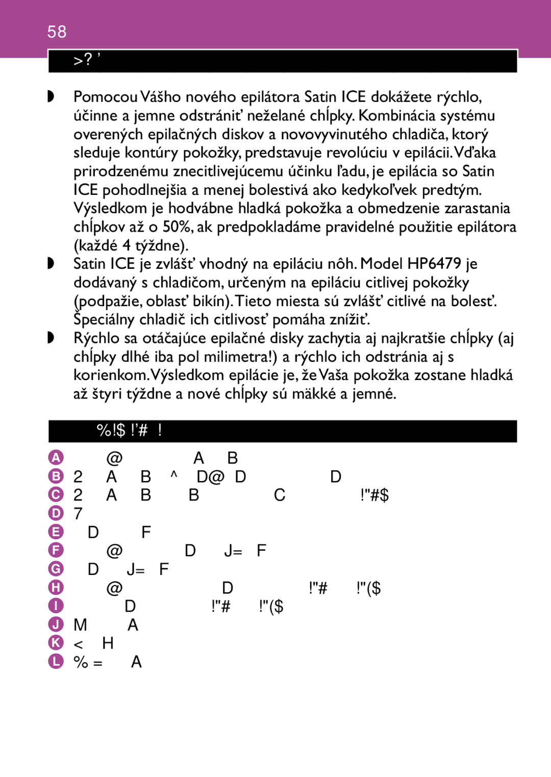 Philips HP6473 manual Slovensky, Opis zariadenia 