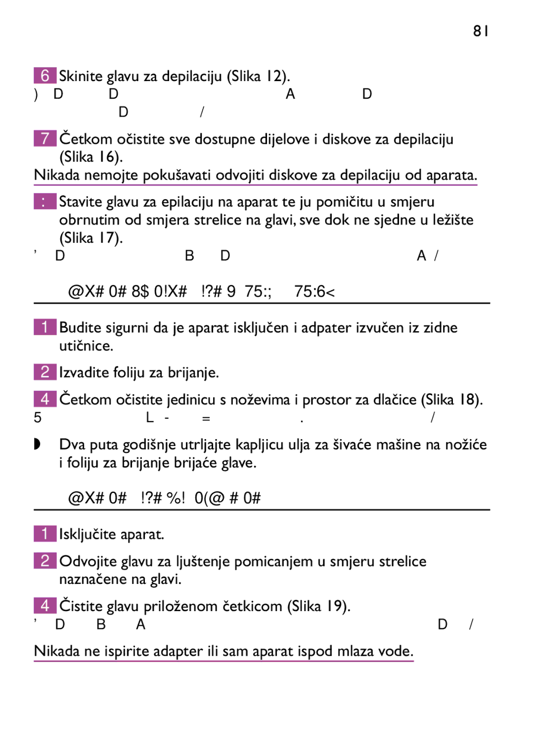 Philips HP6473 manual Čišćenje brijaće glave HP6479 i HP6475, Čišćenje glave za ljuštenje 