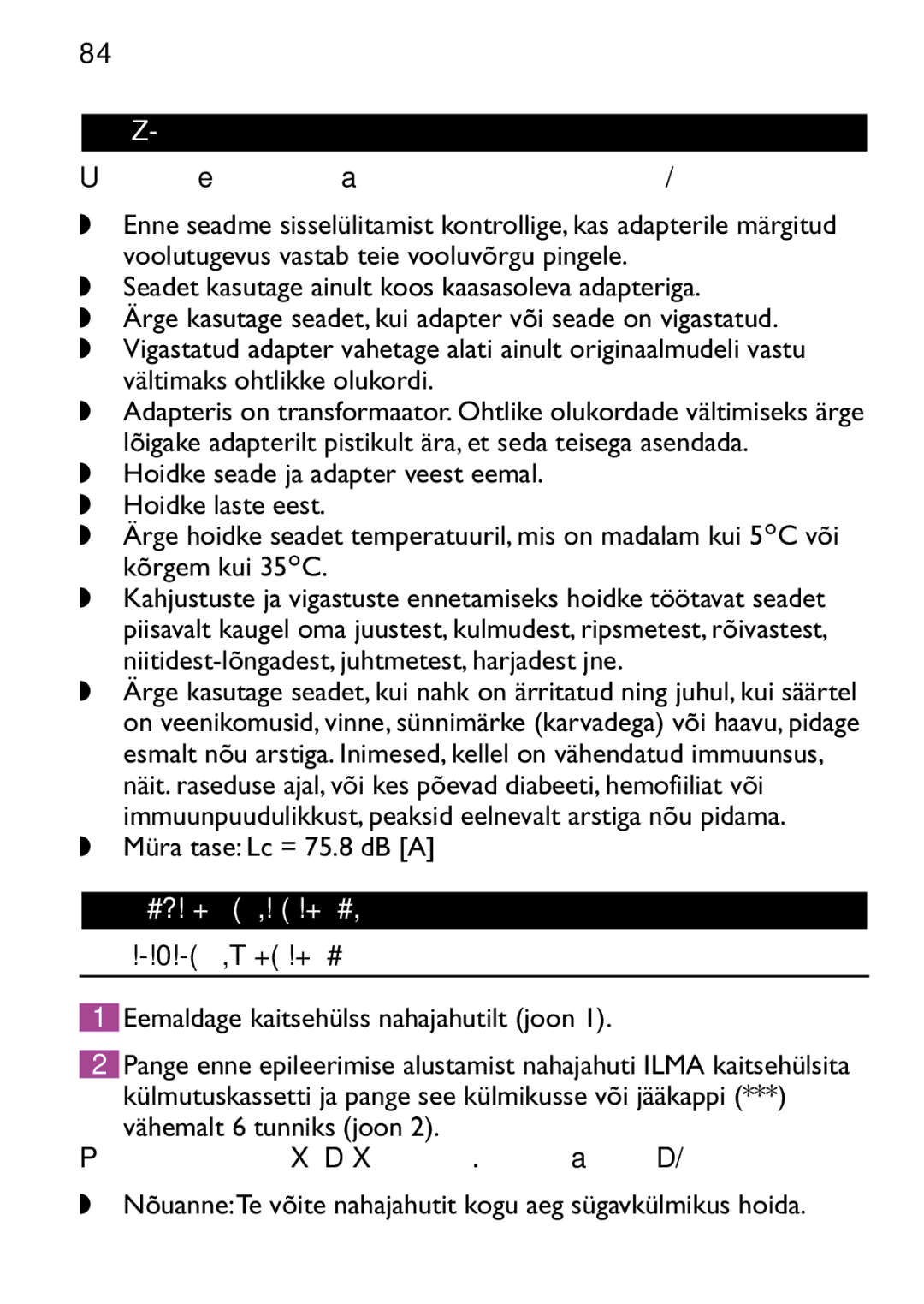 Philips HP6473 manual Eesti, Tähtis, Ettevalmistus kasutamiseks, Nahajahuti külmutamine 