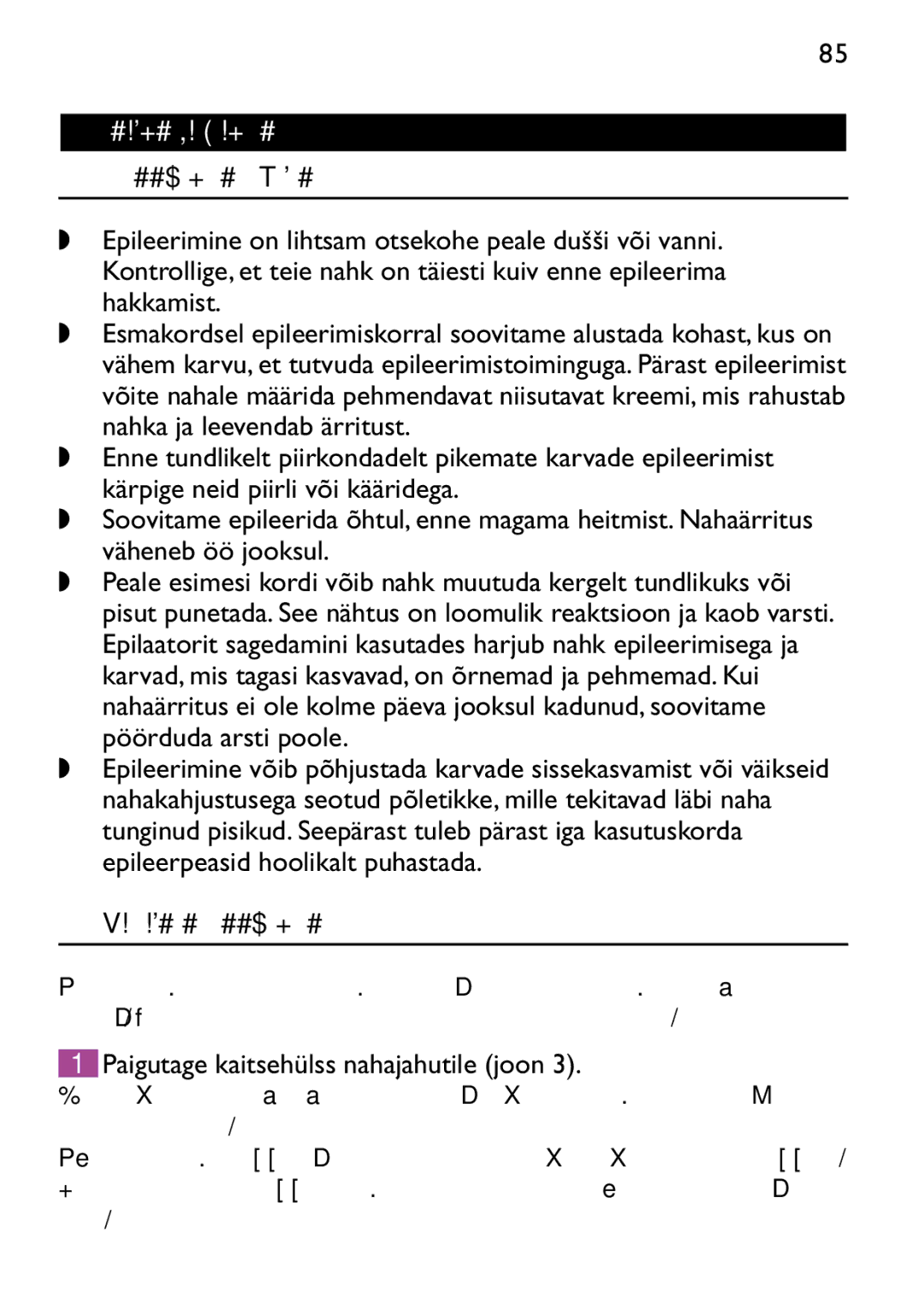 Philips HP6473 manual Seadme kasutamine, Epileerimisest üldse, Jalgade epileerimine 