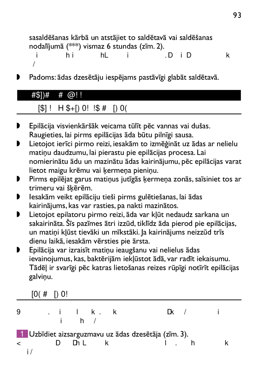 Philips HP6473 manual Ierīces lietošana, Vispārīga informācija par epilāciju, Kāju epilācija 