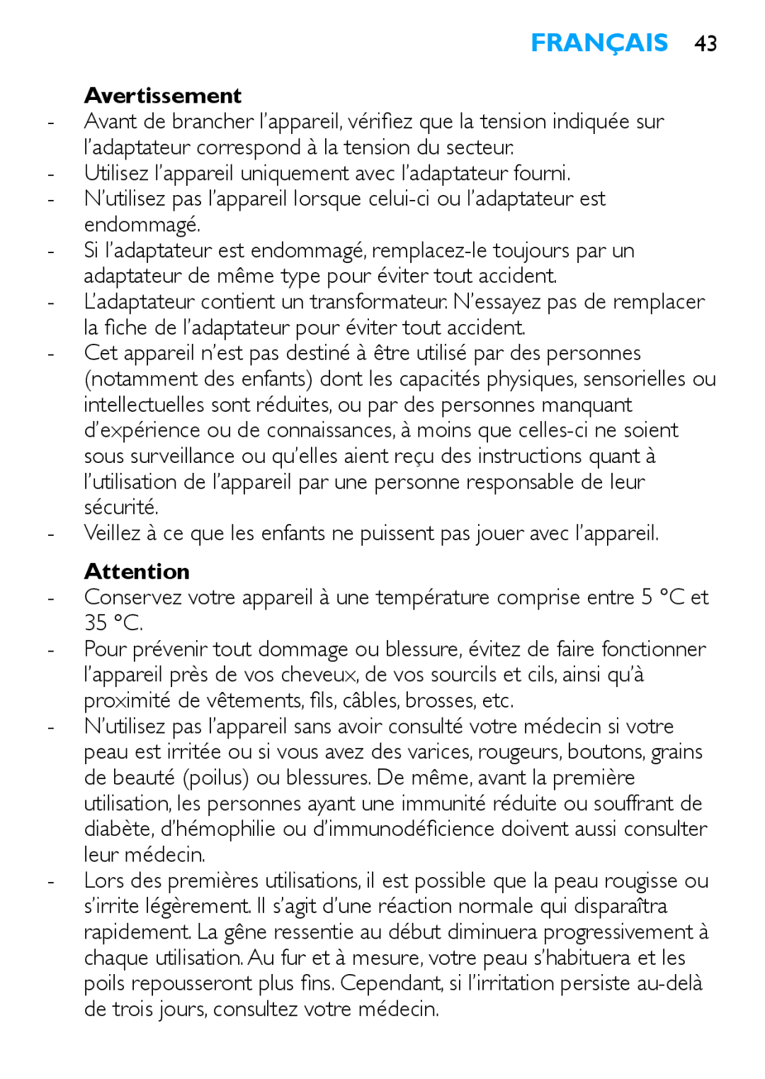 Philips HP6481 manual Français, Avertissement 