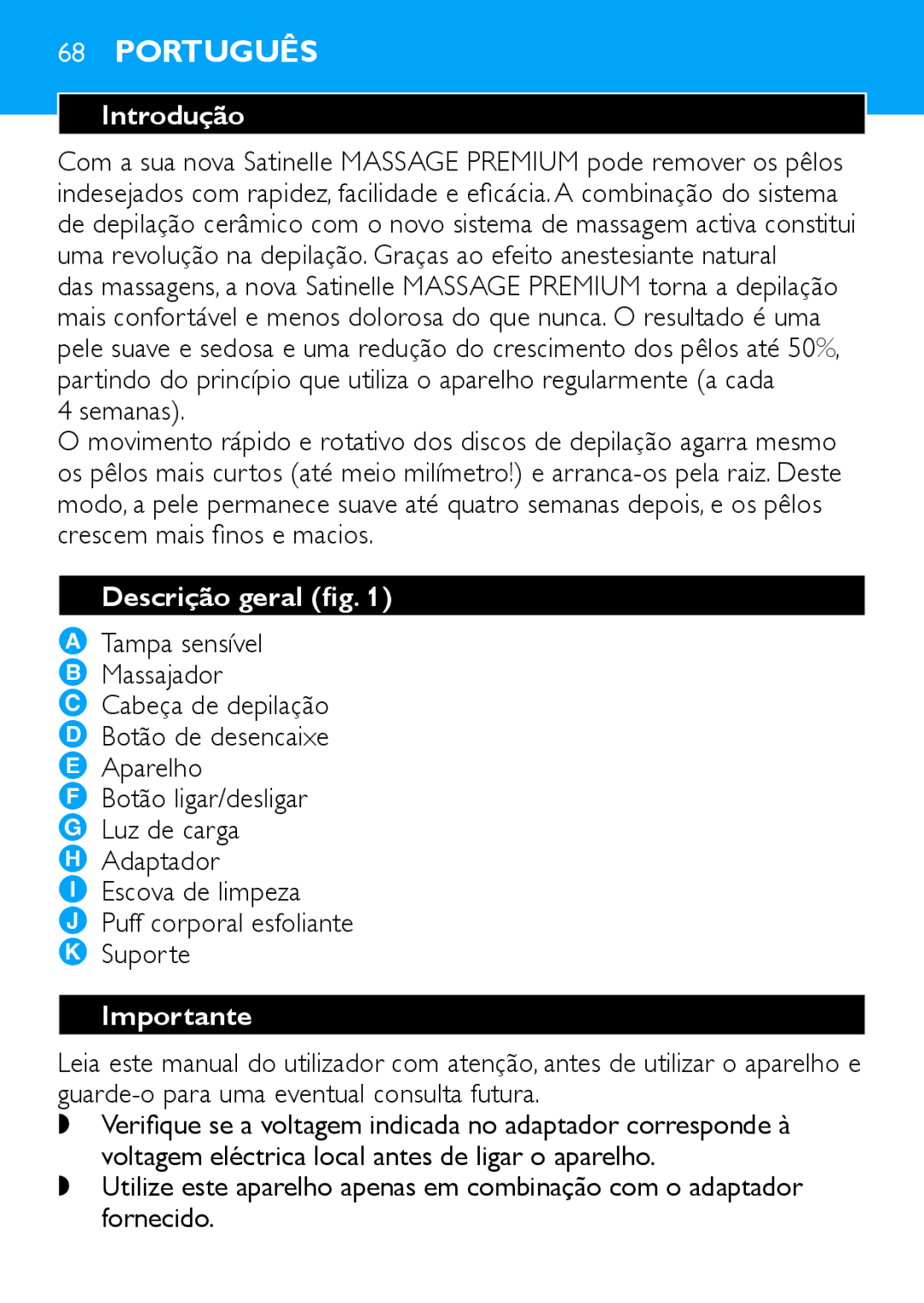 Philips HP6490 manual Introdução, Semanas, Descrição geral fig 