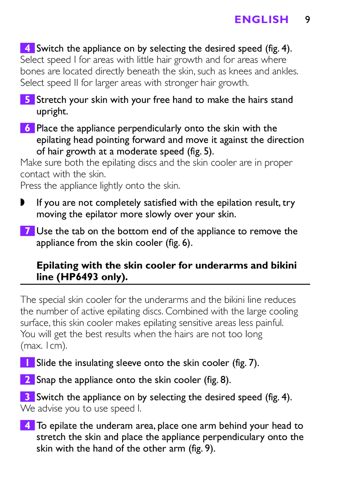 Philips HP6493, HP6491 manual English 