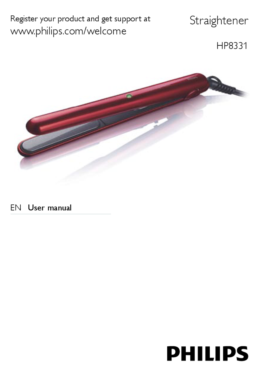 Philips HP8331 user manual Straightener 