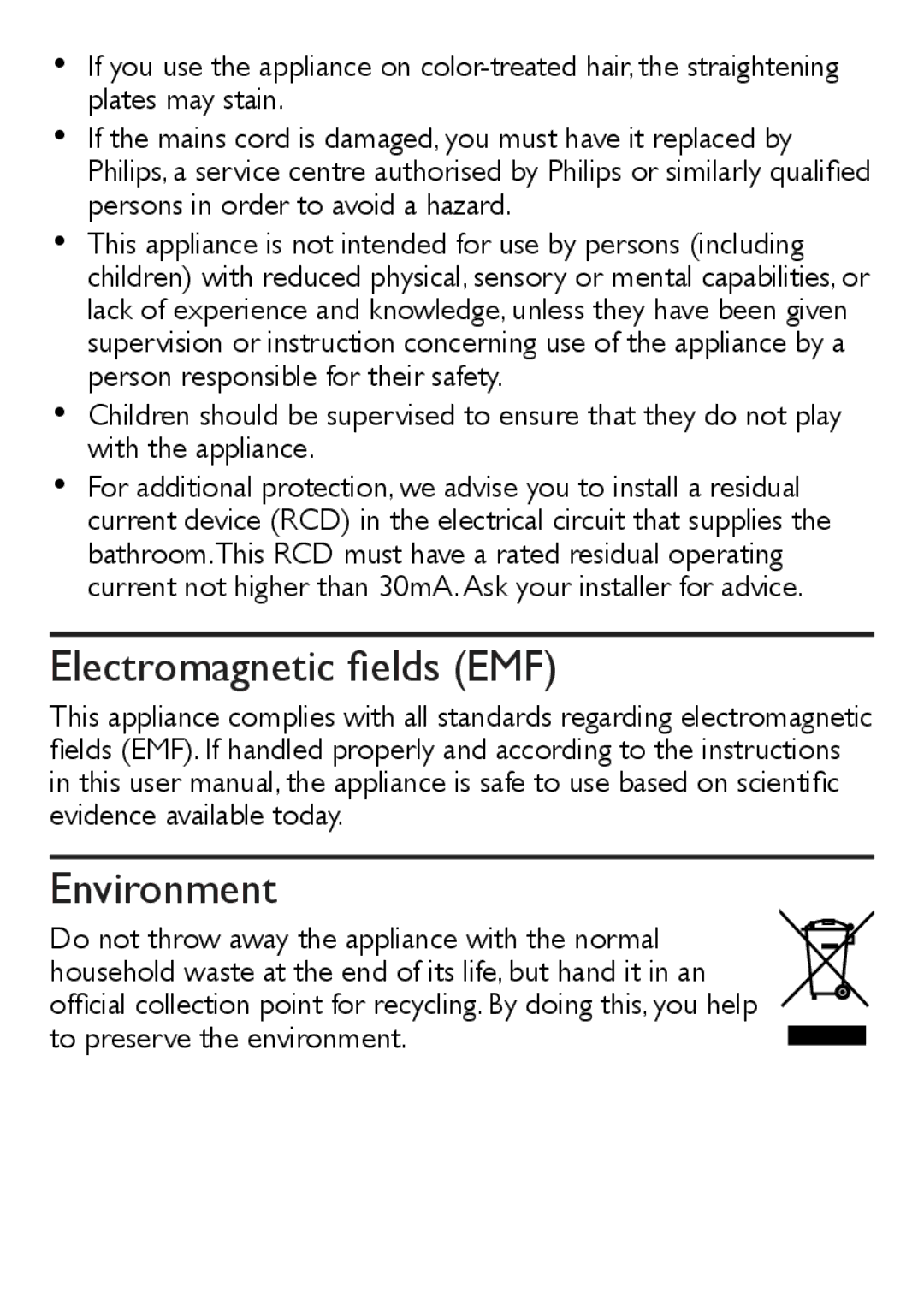 Philips HP8331 user manual Electromagnetic fields EMF Environment 
