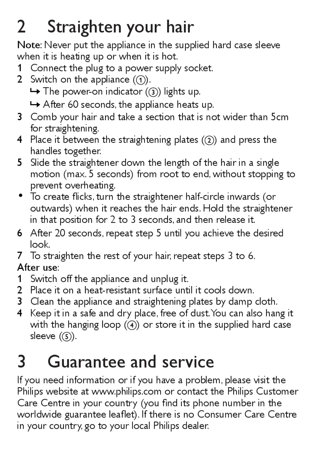 Philips HP8331 user manual Straighten your hair 