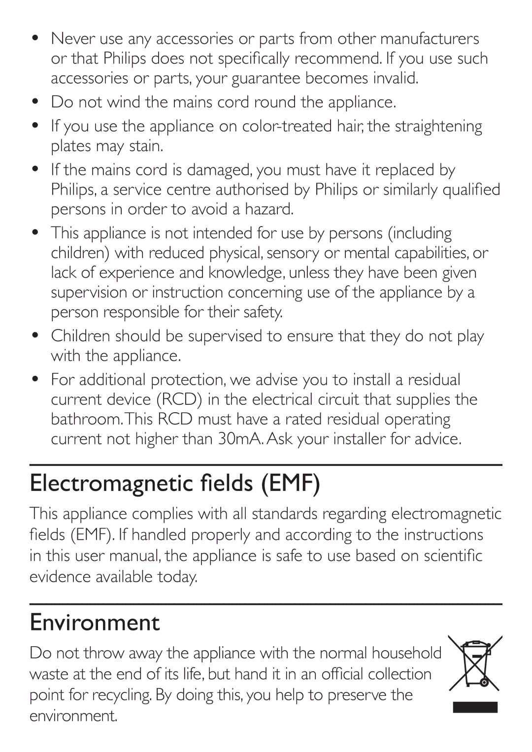 Philips HP8361/00 user manual Environment 