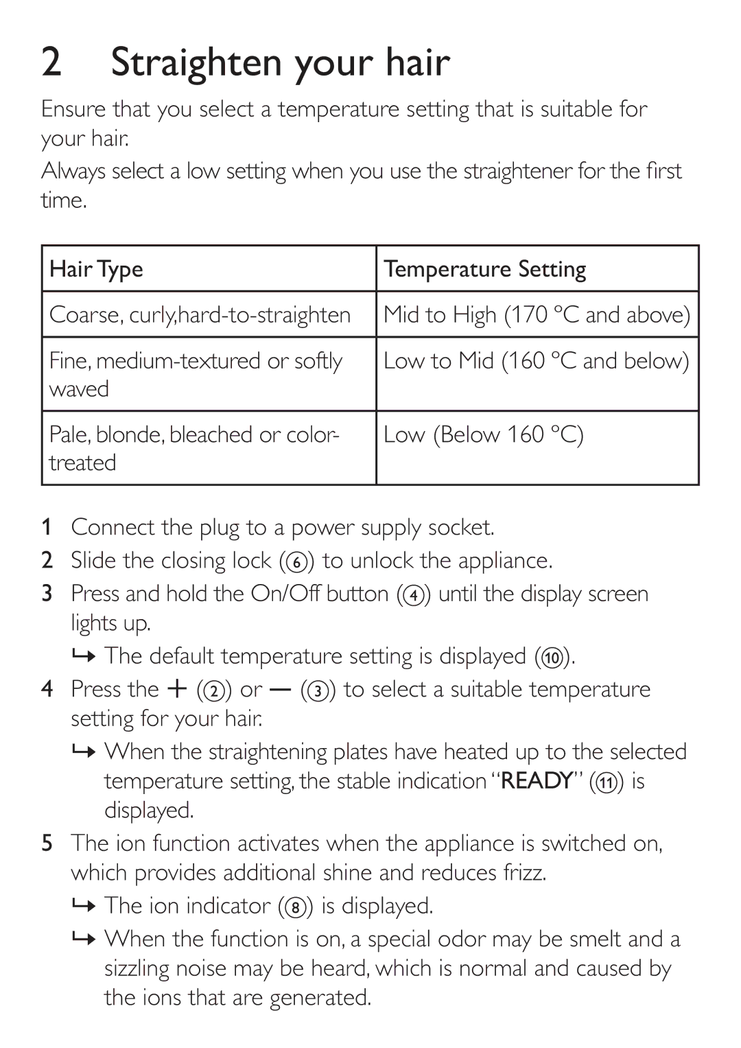 Philips HP8361/00 user manual Straighten your hair 