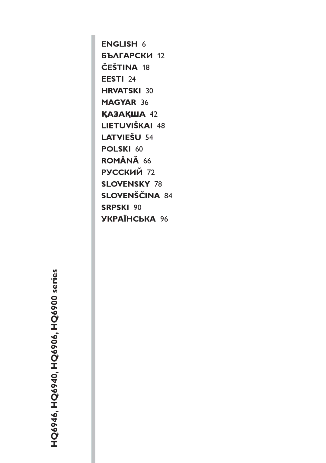 Philips user manual HQ6946, HQ6940, HQ6906, HQ6900 series 