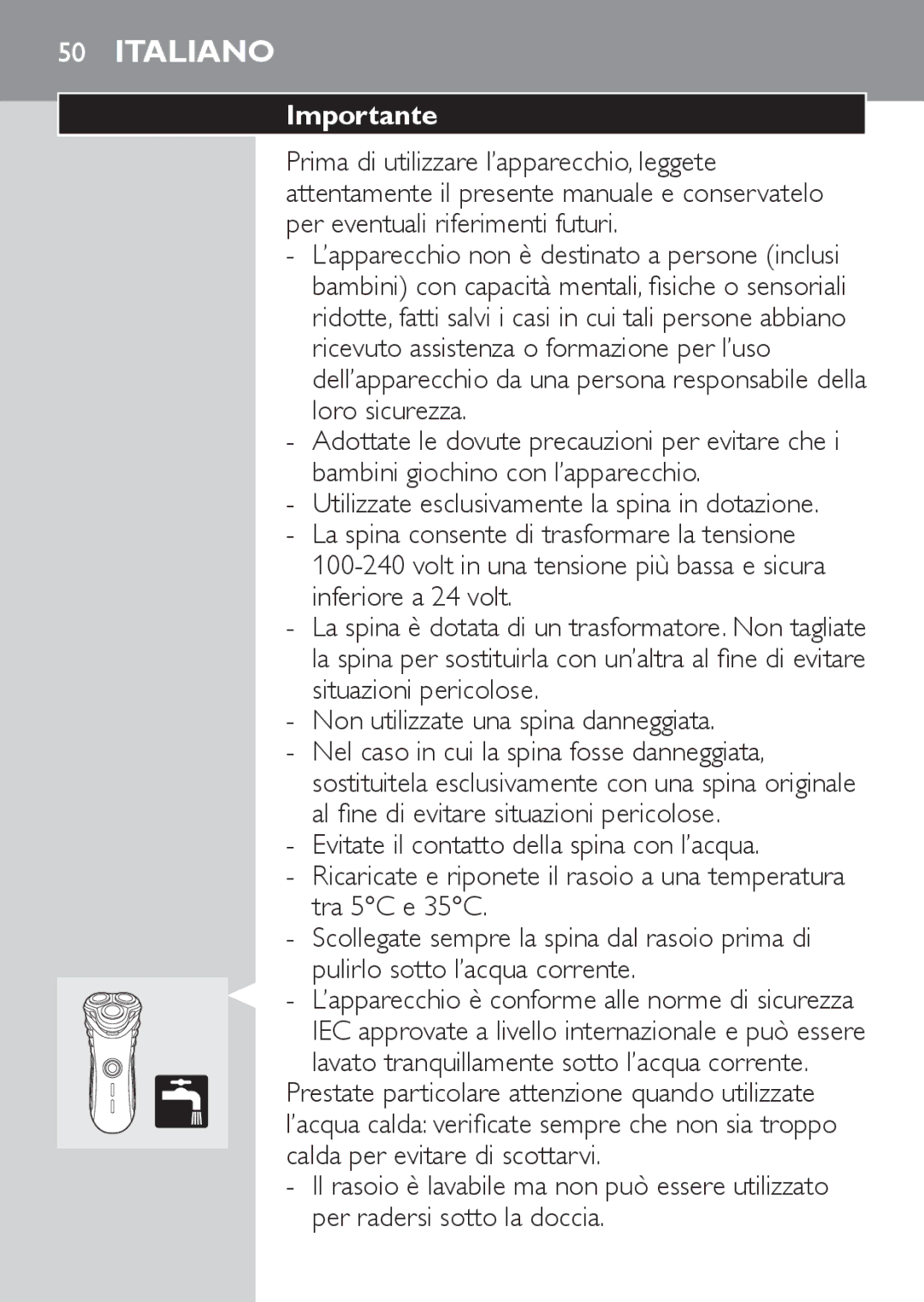 Philips HQ7130 manual Italiano 