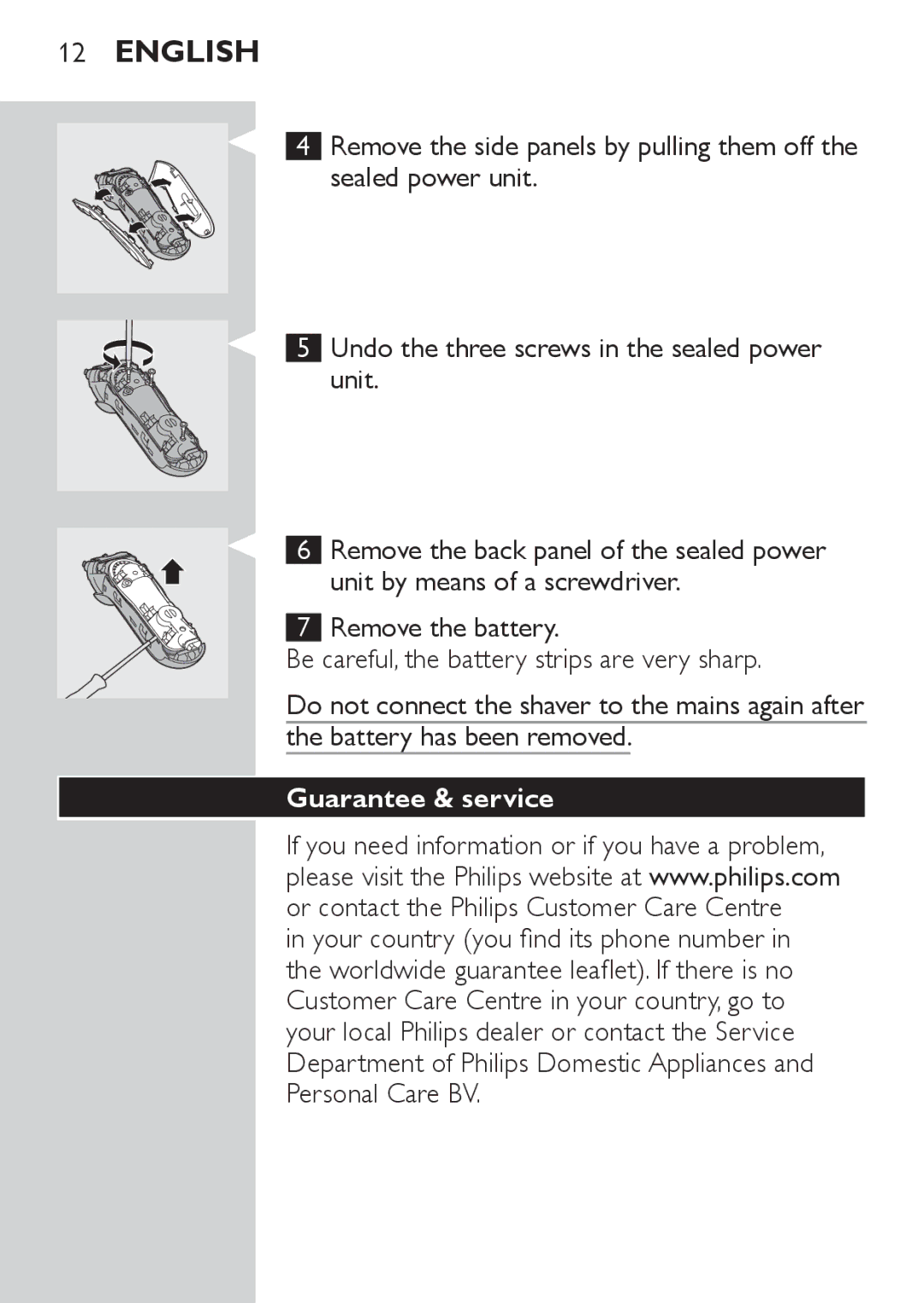 Philips HQ7141, HQ7142 manual Guarantee & service 