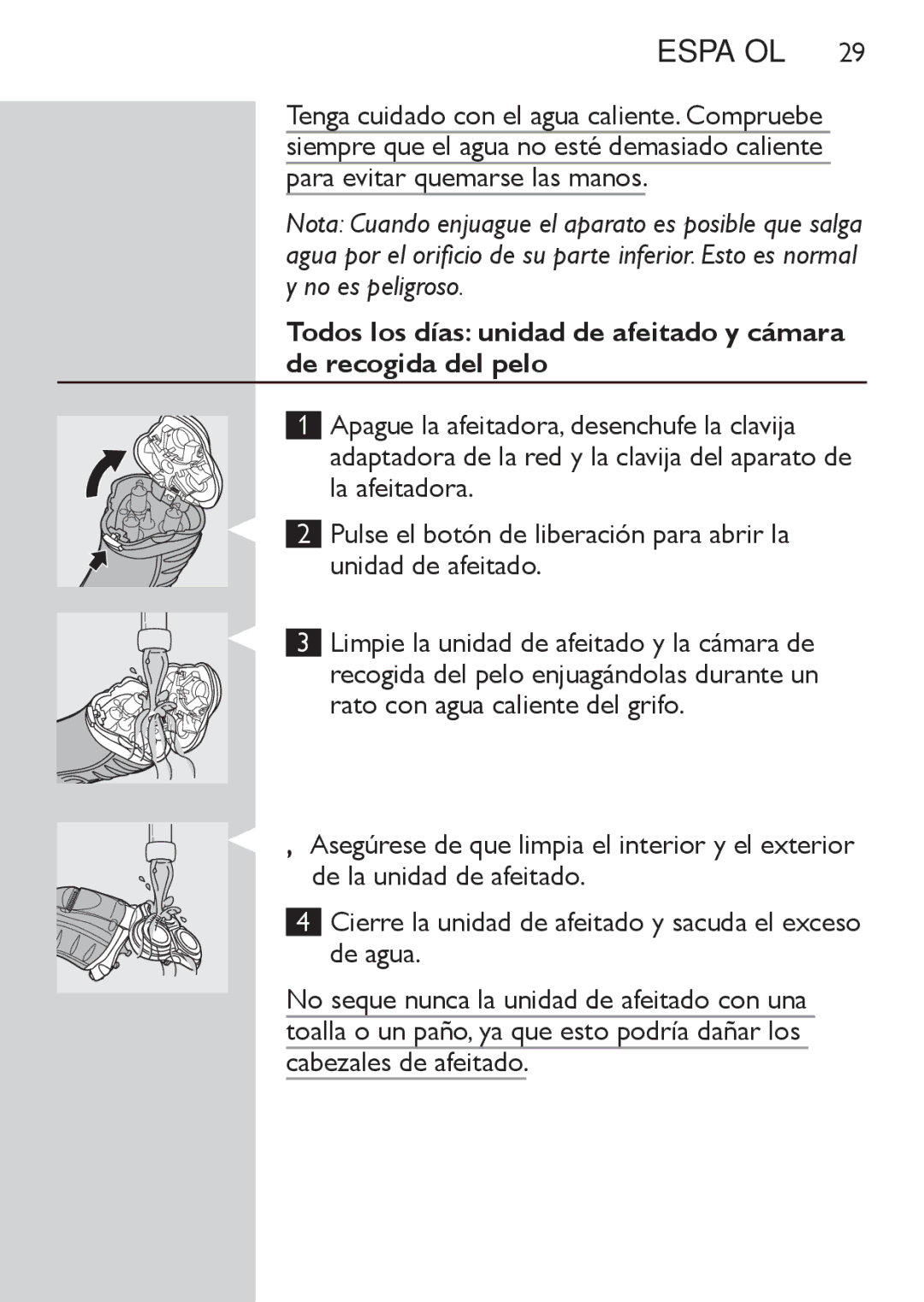 Philips HQ7142, HQ7141 manual Español 