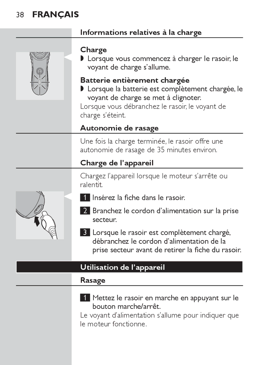 Philips HQ7141, HQ7142 manual Utilisation de l’appareil 