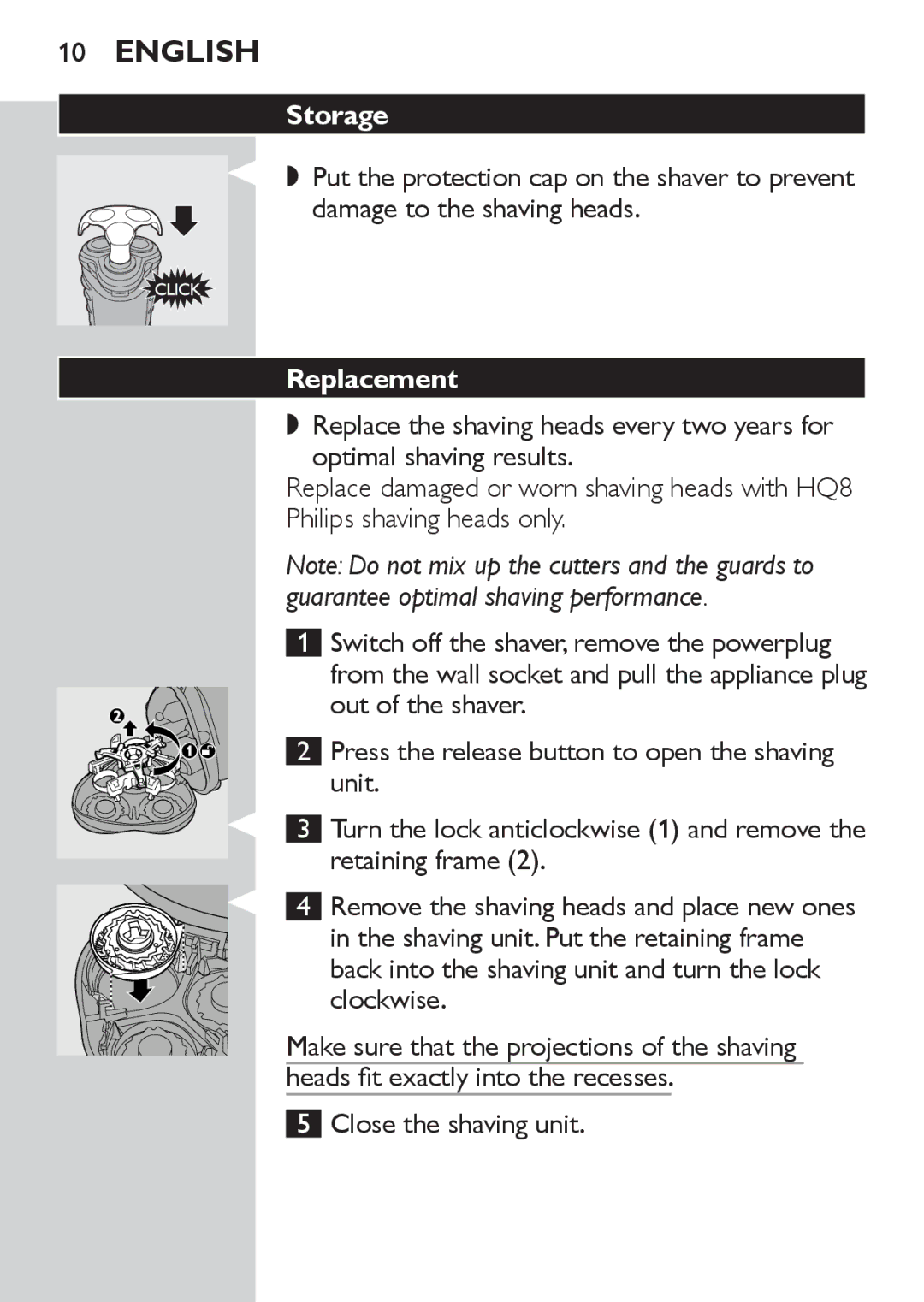 Philips HQ7310, HQ7320, HQ7340 manual Storage, Replacement 