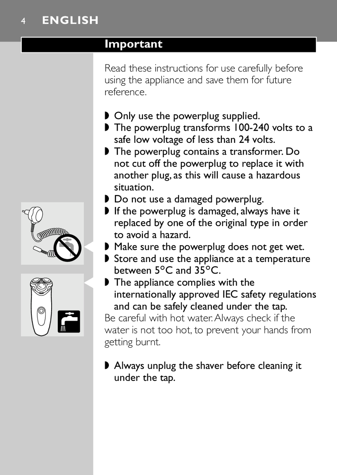 Philips HQ7415, HQ7405 manual English 