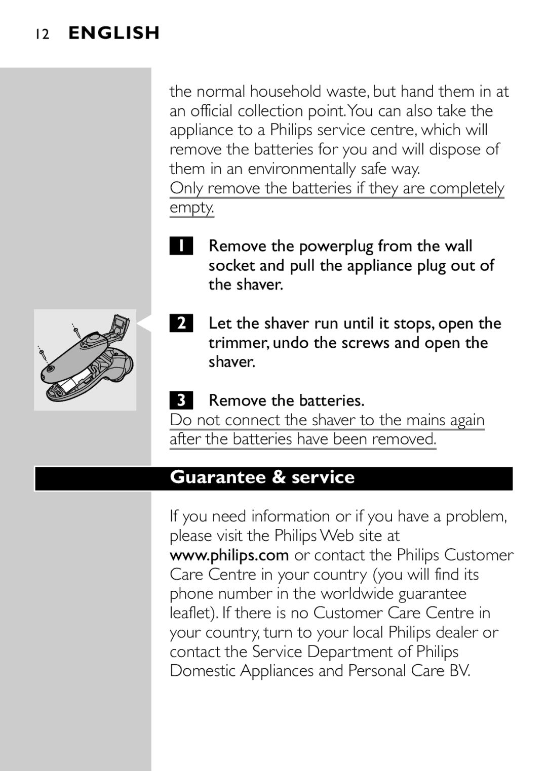 Philips HQ7870 manual Guarantee & service 