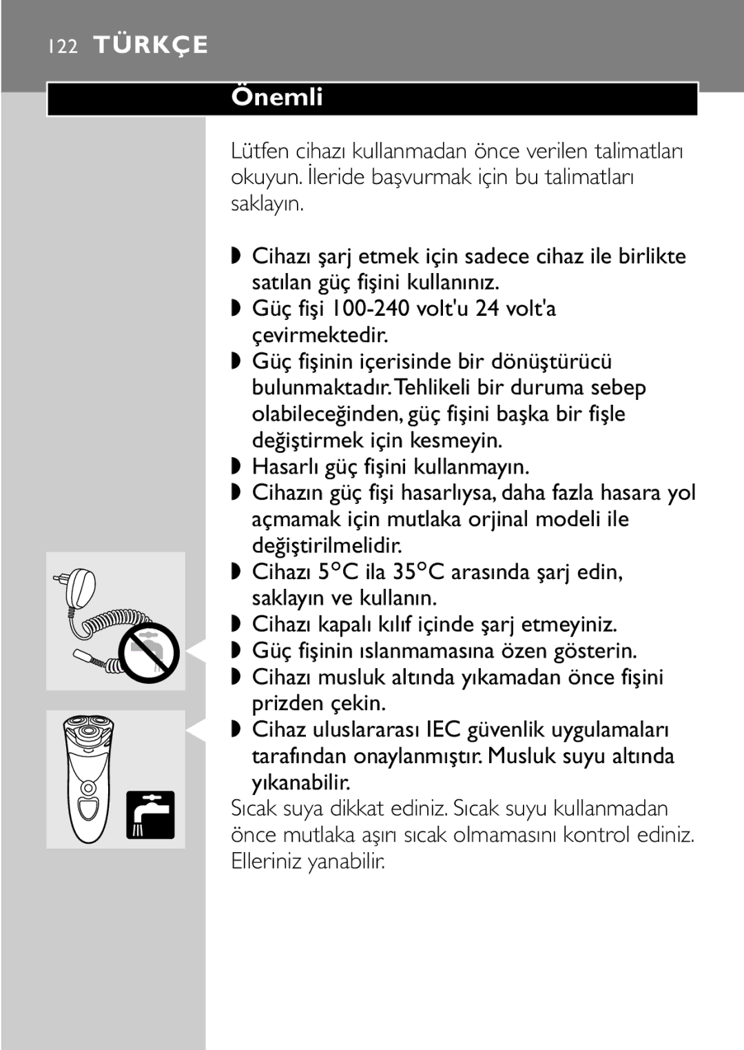 Philips HQ8894 manual Önemli 