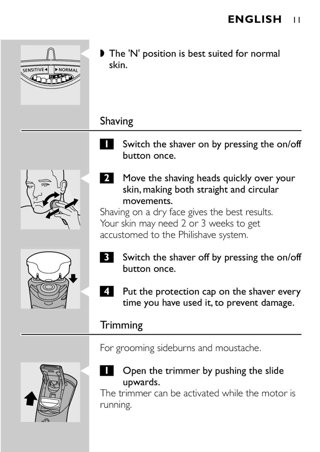 Philips HQ8894 manual Shaving, Trimming 