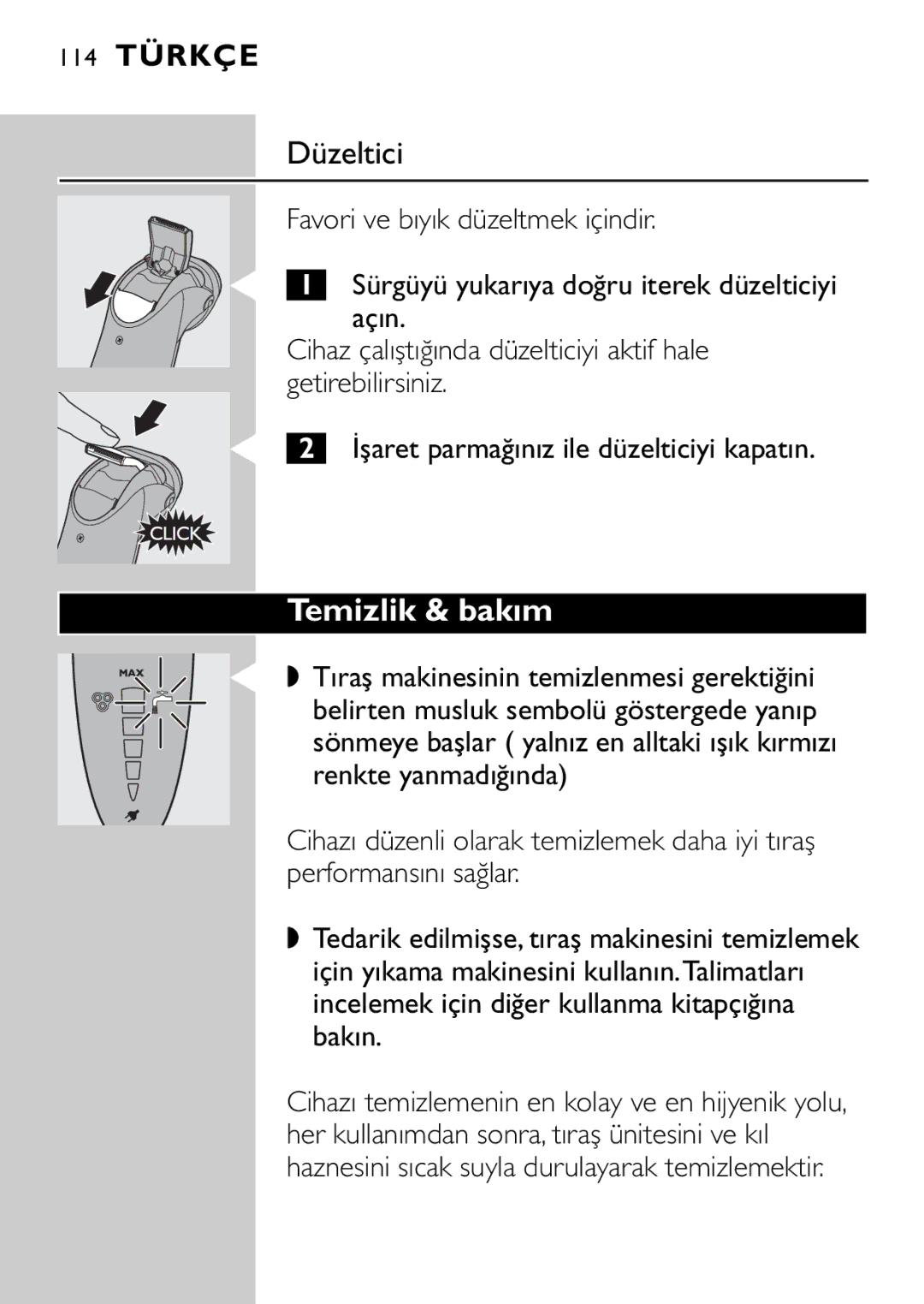 Philips HQ9160, HQ9161 manual Düzeltici, Temizlik & bakım 