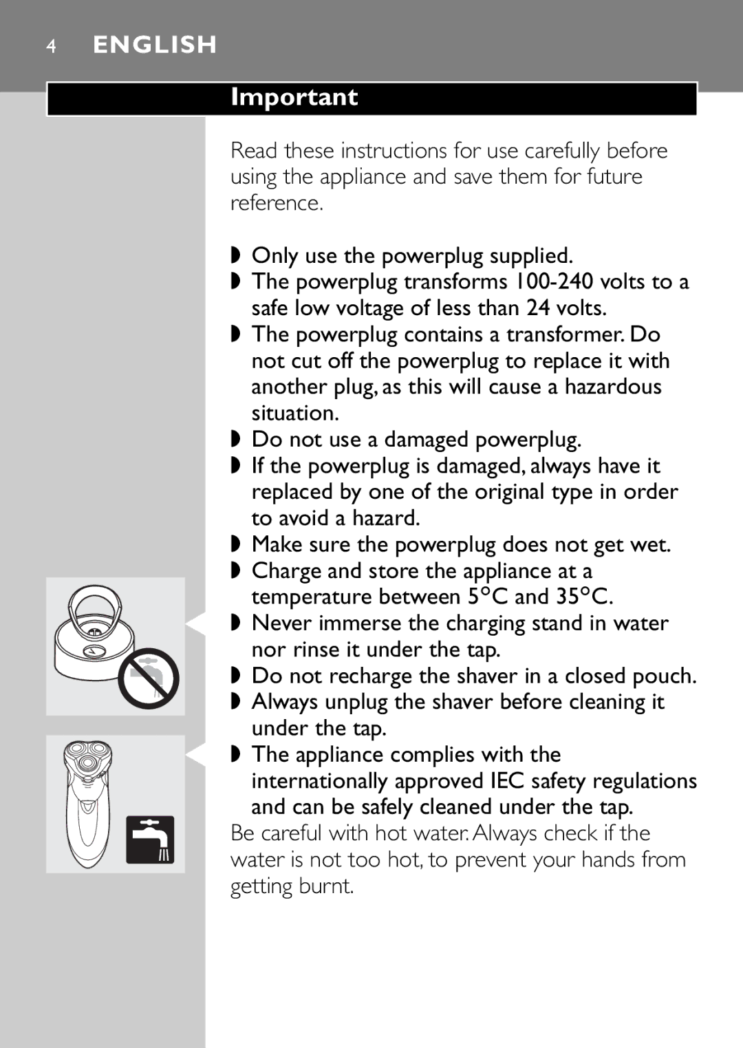 Philips HQ9160, HQ9161 manual English, Under the tap 