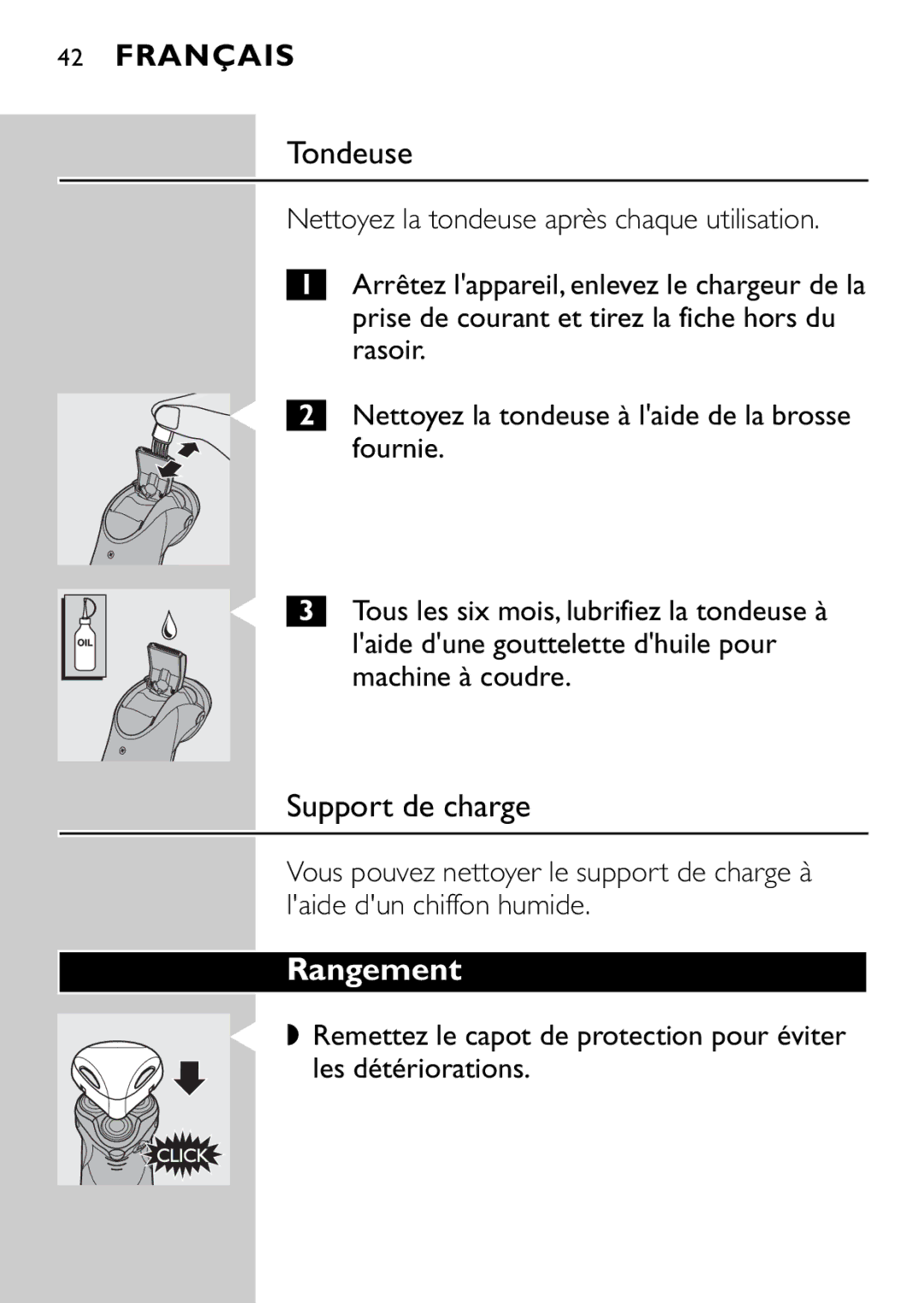 Philips HQ9160, HQ9161 manual Tondeuse, Rangement 