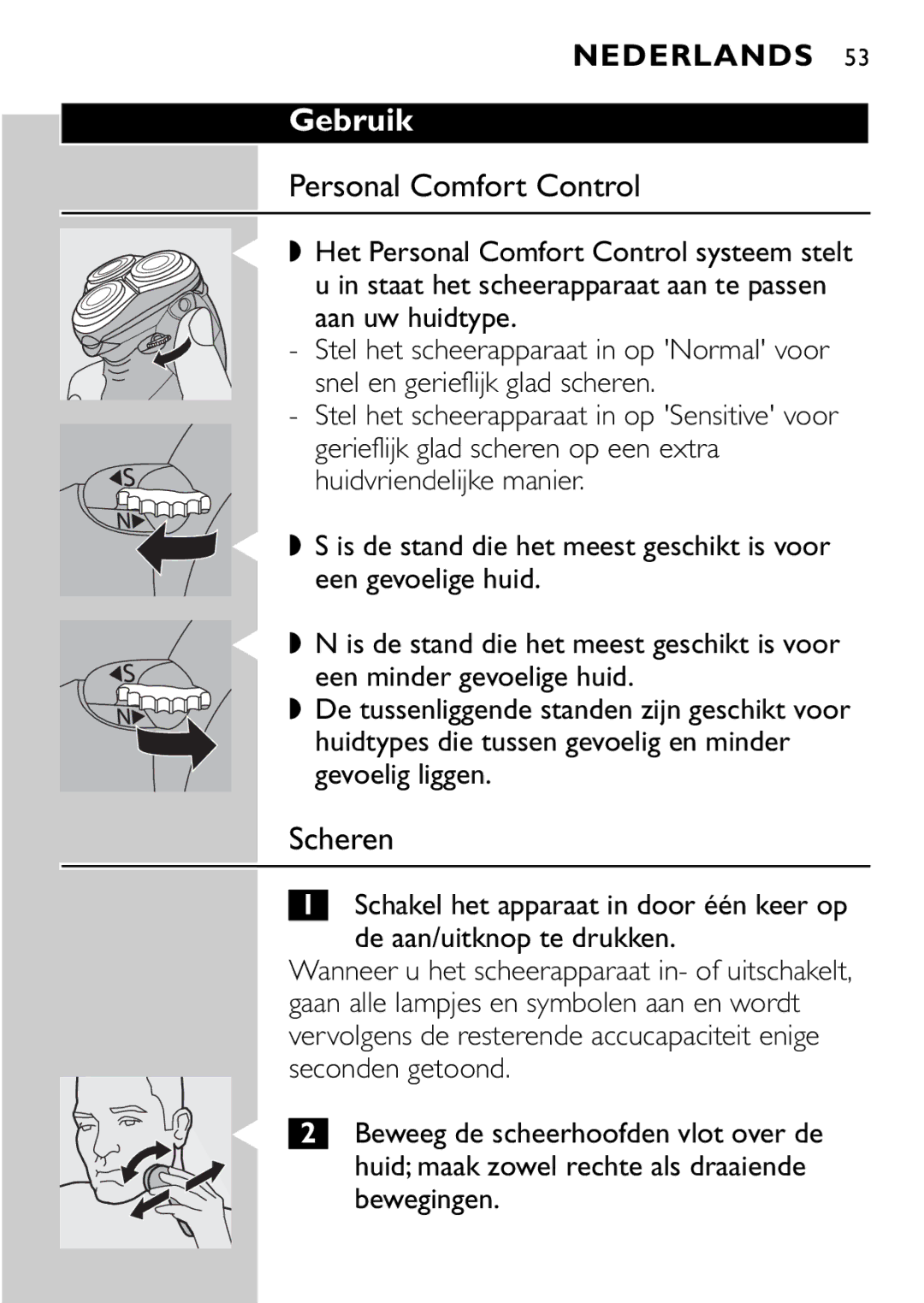 Philips HQ9161, HQ9160 manual Gebruik, Scheren 