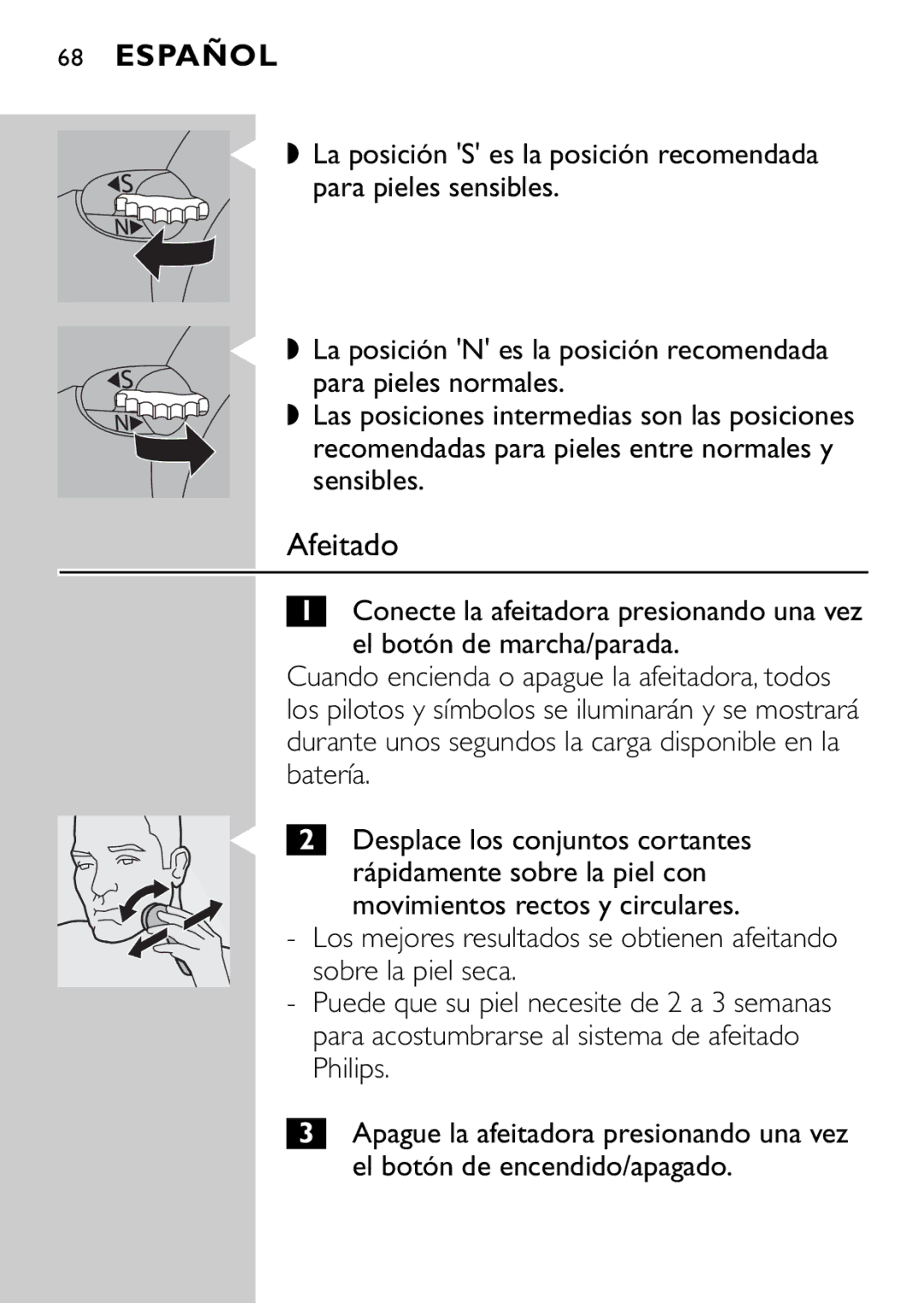 Philips HQ9160, HQ9161 manual Afeitado 