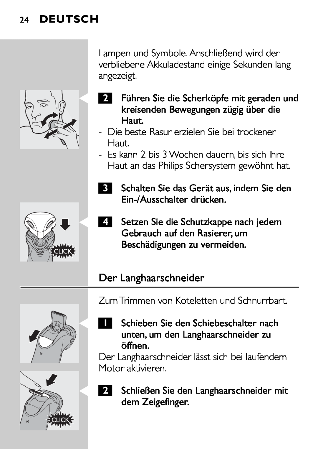 Philips HQ9160, HQ9161 manual Der Langhaarschneider, Deutsch 