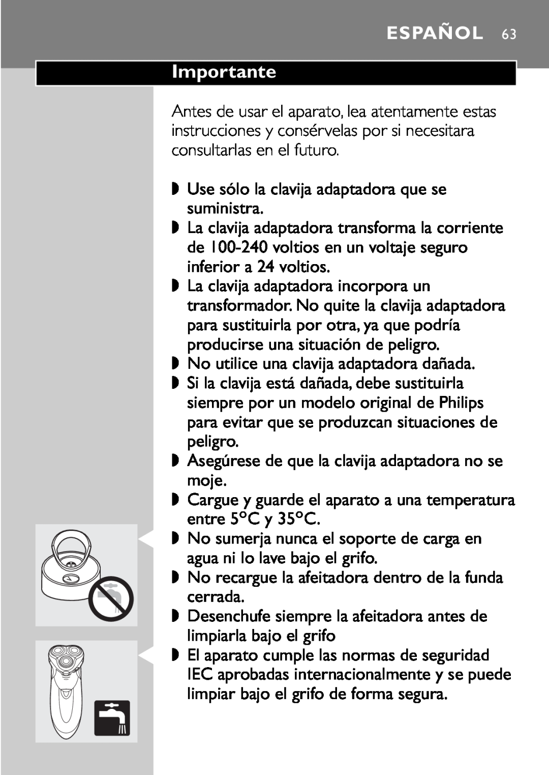 Philips HQ9161, HQ9160 manual Importante, Español 