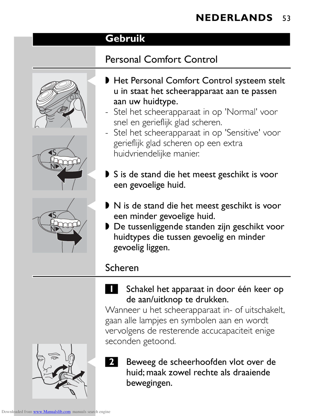 Philips HQ9160 manual Gebruik, Scheren 