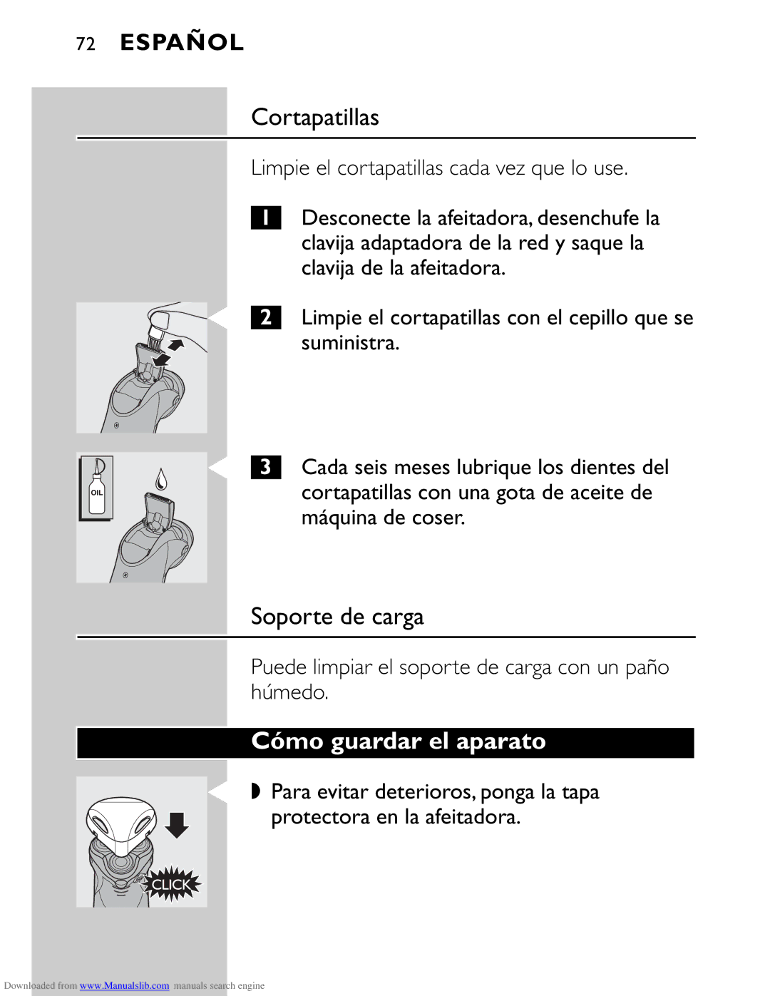 Philips HQ9160 manual Cómo guardar el aparato, Limpie el cortapatillas cada vez que lo use 