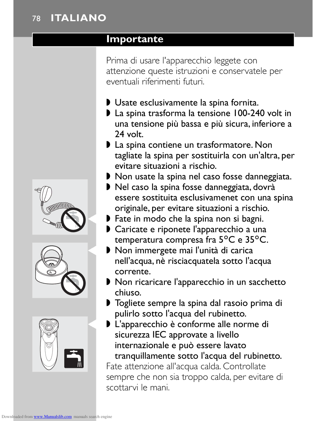 Philips HQ9160 manual Italiano 