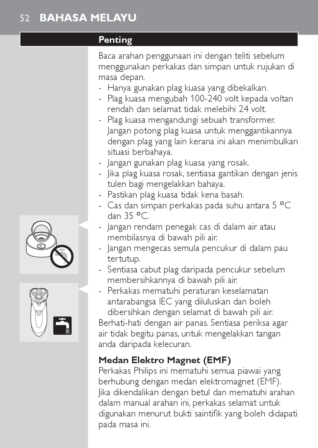 Philips HQ9171 Jangan gunakan plag kuasa yang rosak, Perkakas mematuhi peraturan keselamatan, Medan Elektro Magnet EMF 