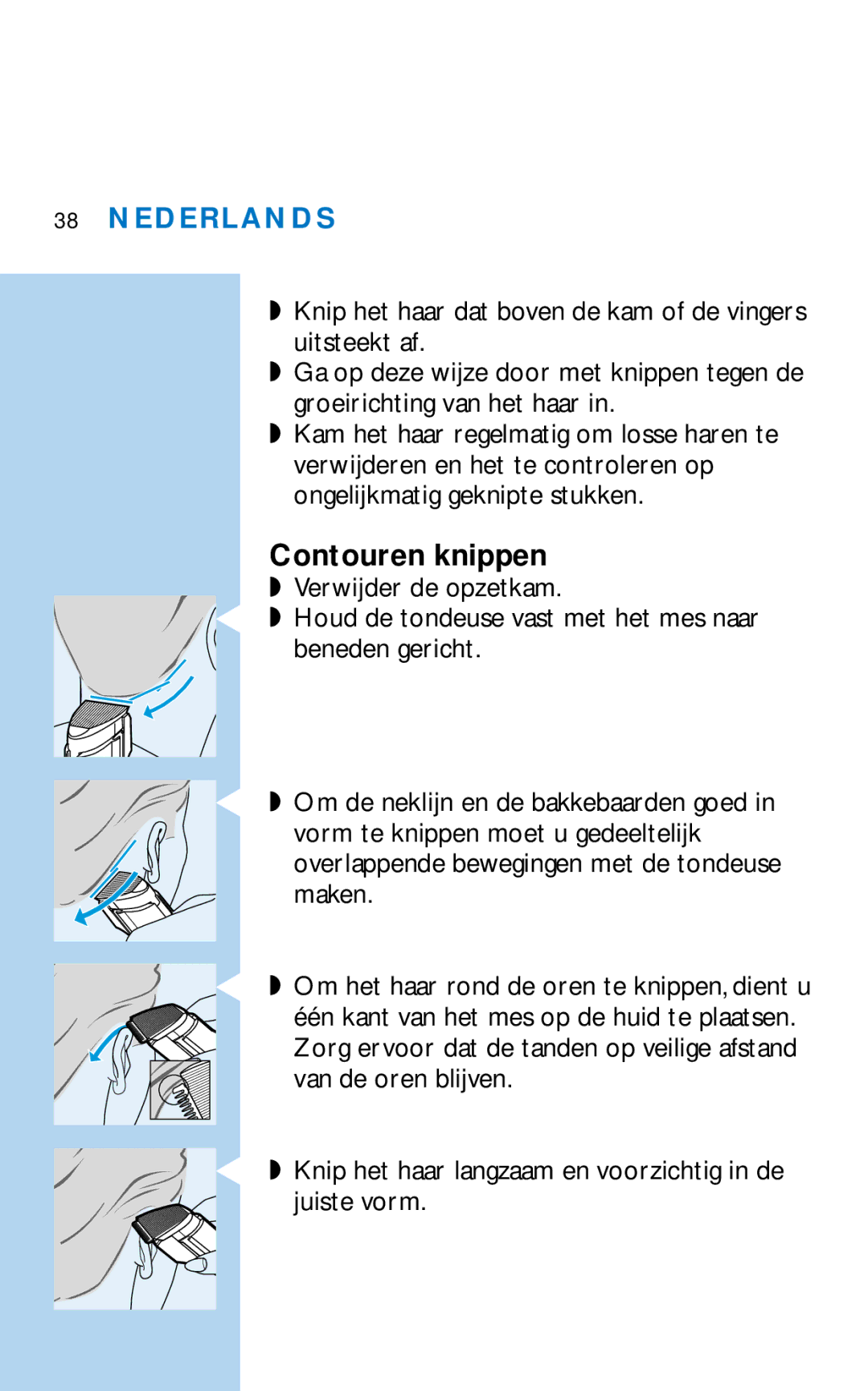 Philips HQC281 manual Contouren knippen 