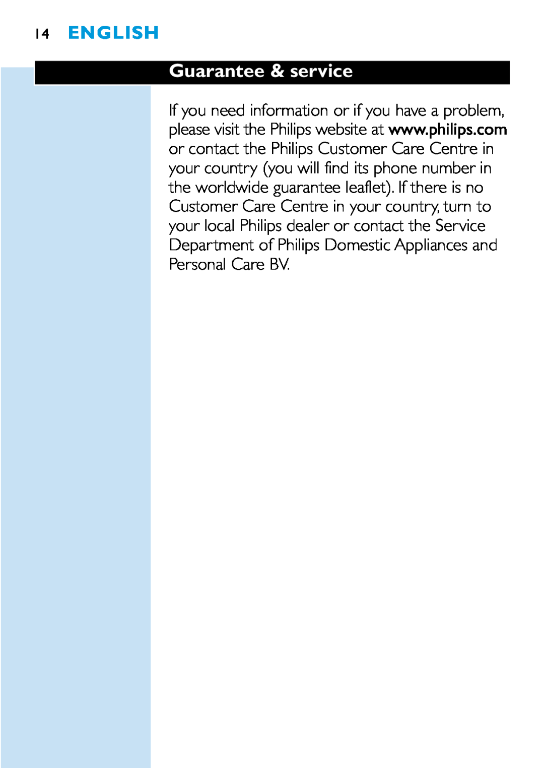 Philips HQC440, HQC482, HQC483 manual Guarantee & service, English 