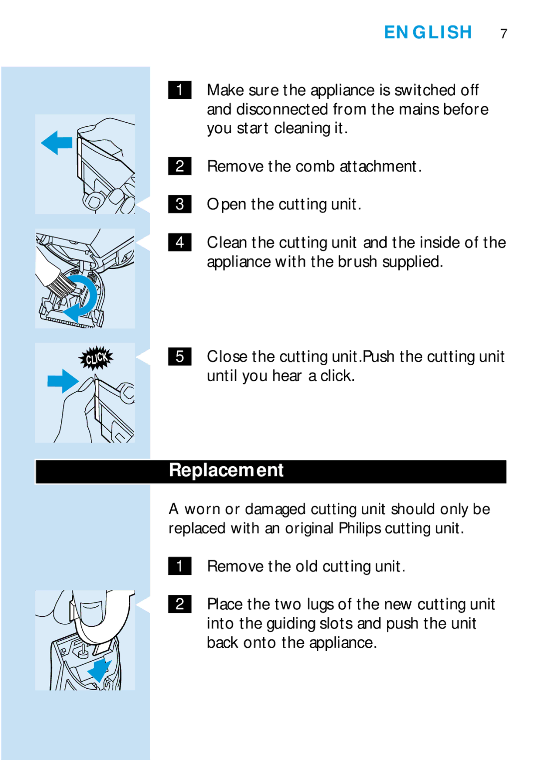 Philips HQC688 manual Replacement 