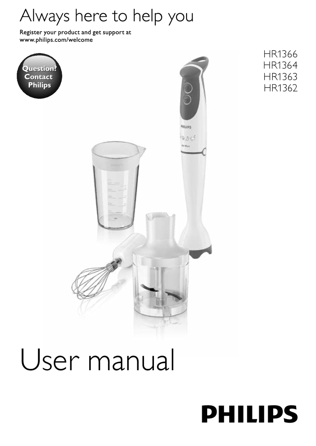 Philips user manual HR1366 HR1364 HR1363 HR1362 