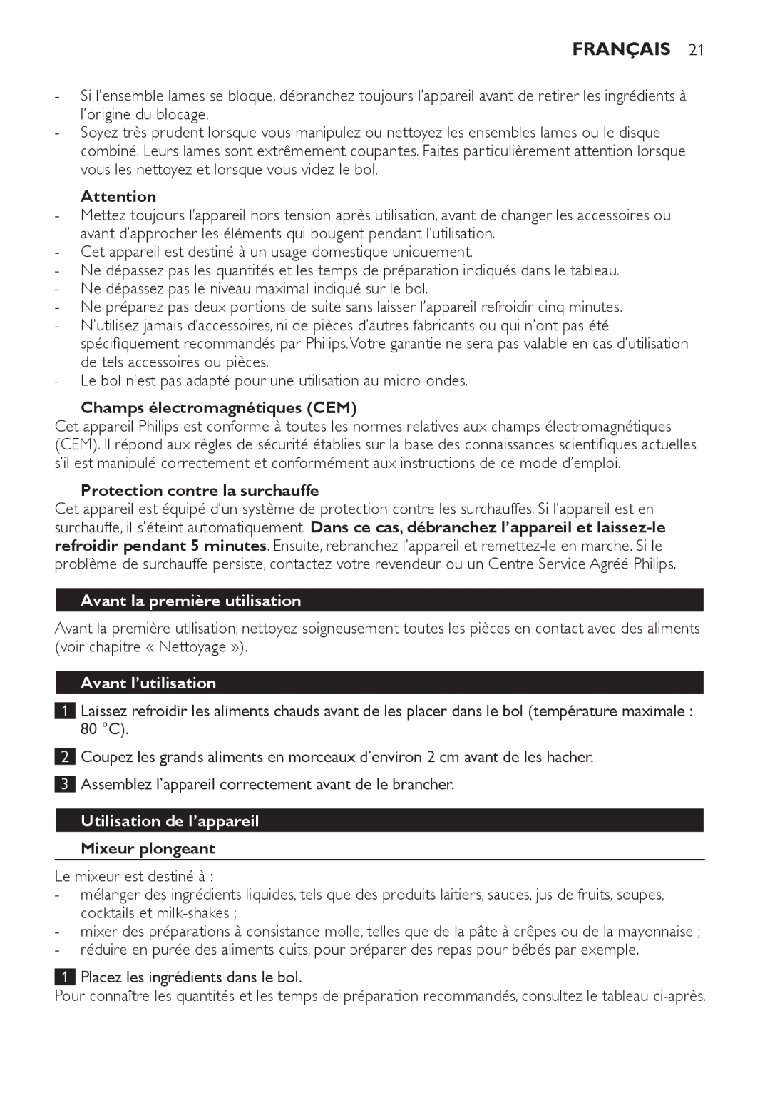 Philips HR1619 manual Avant la première utilisation, Avant l’utilisation, Utilisation de l’appareil 