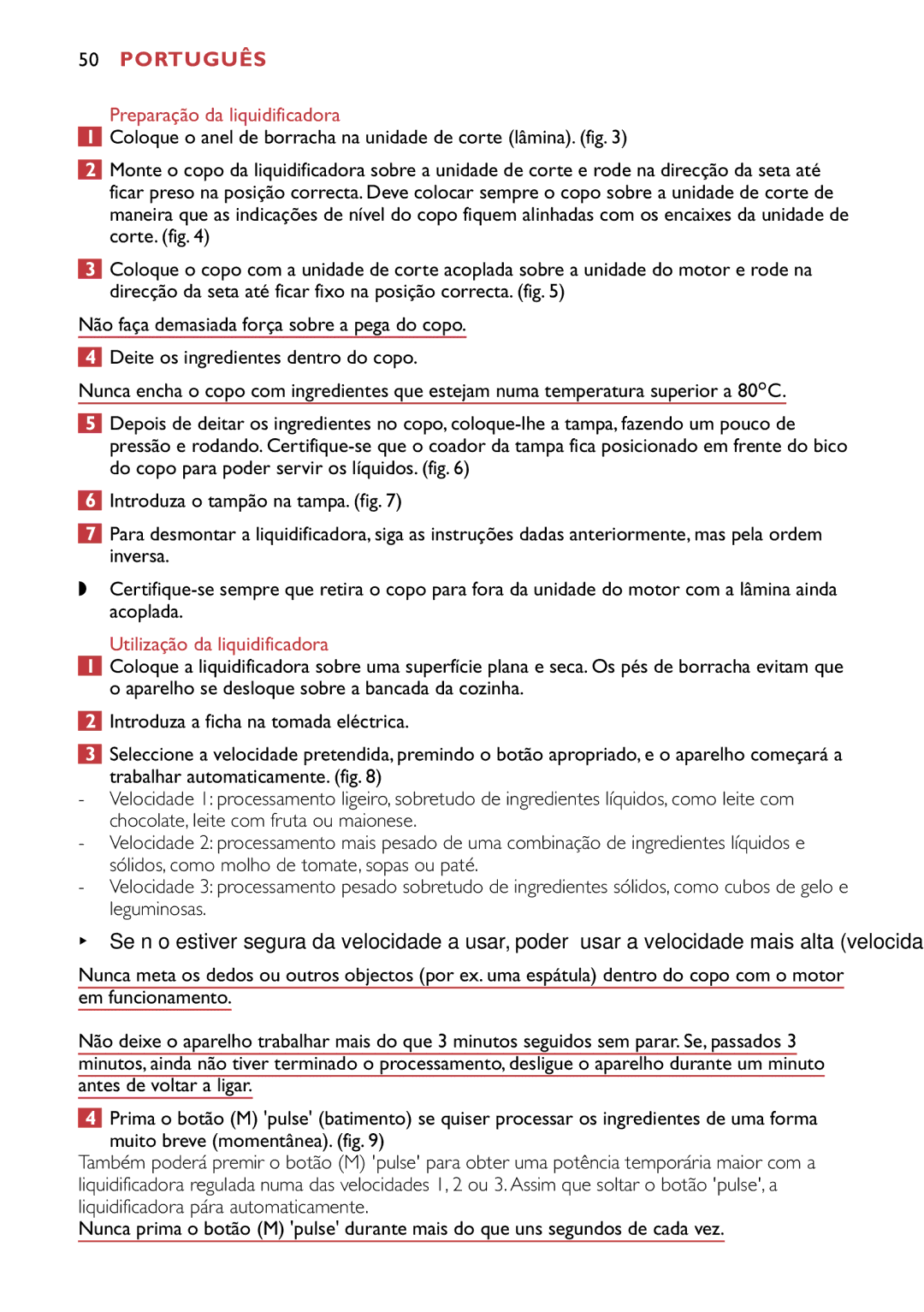 Philips HR1747, HR1741 manual Preparação da liquidificadora, Utilização da liquidificadora 