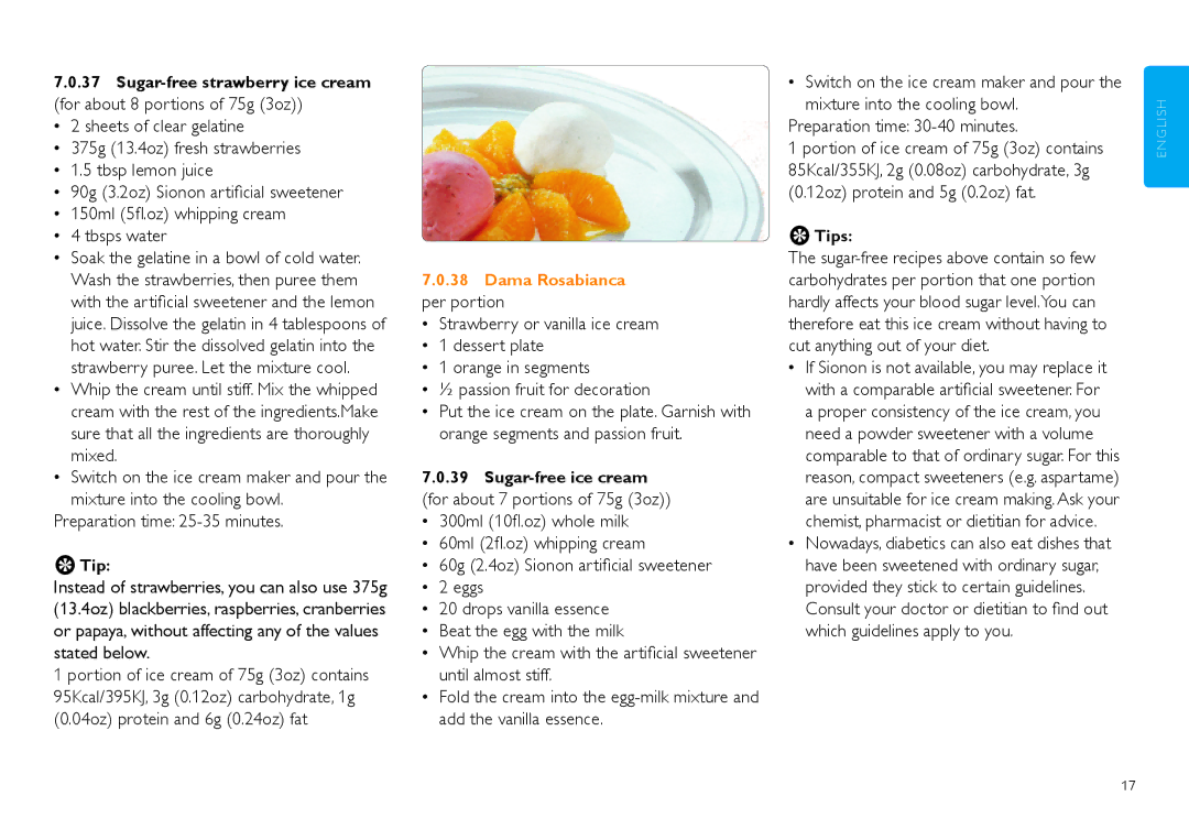 Philips HR2305 manual Soak the gelatine in a bowl of cold water, Wash the strawberries, then puree them, Per portion, Mixed 