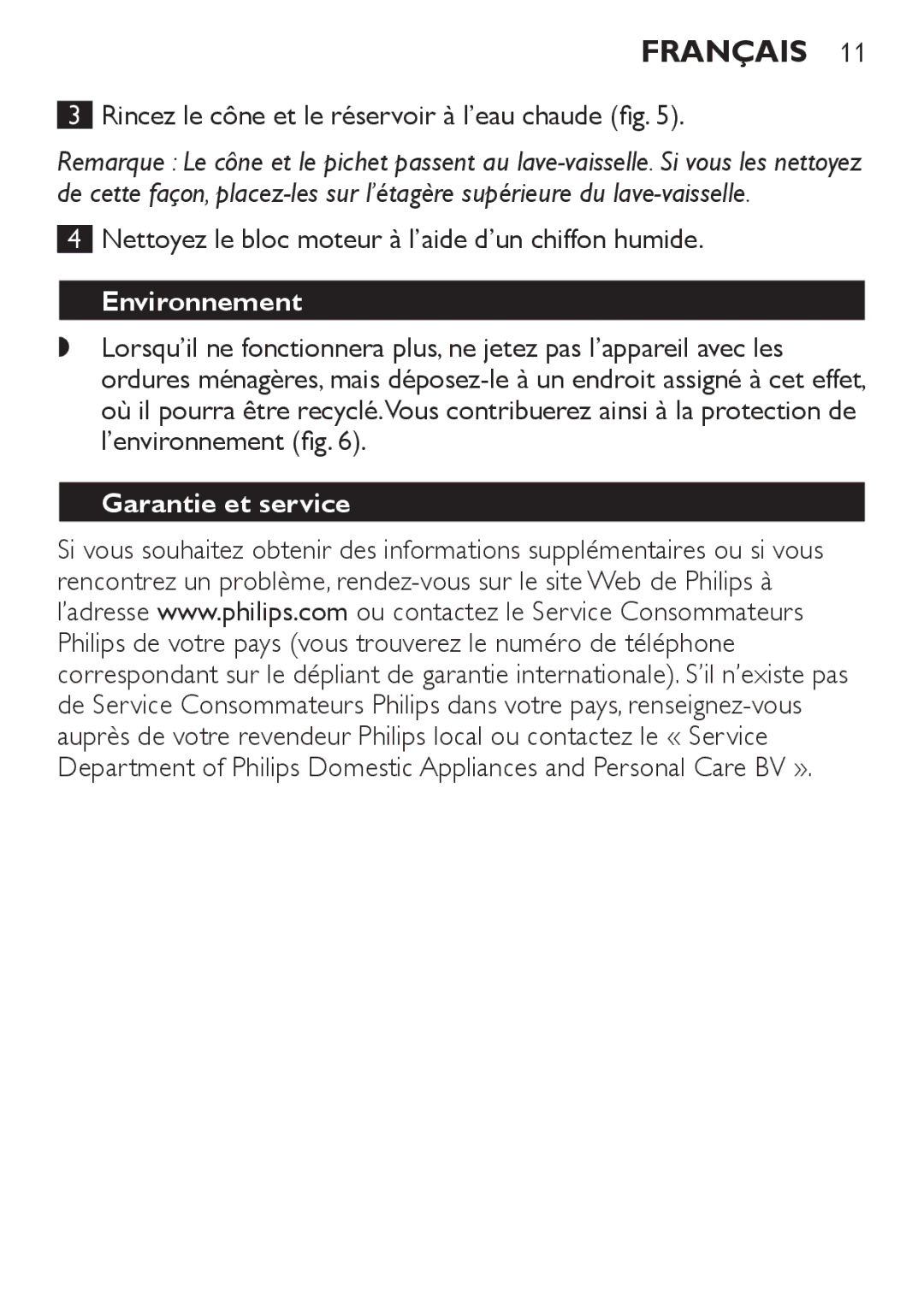 Philips HR2737 manual Environnement, Garantie et service 