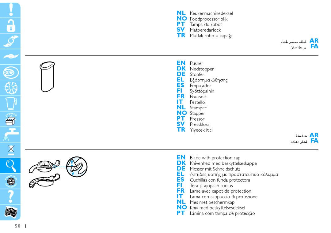 Philips HR7625 manual Ar Fa 