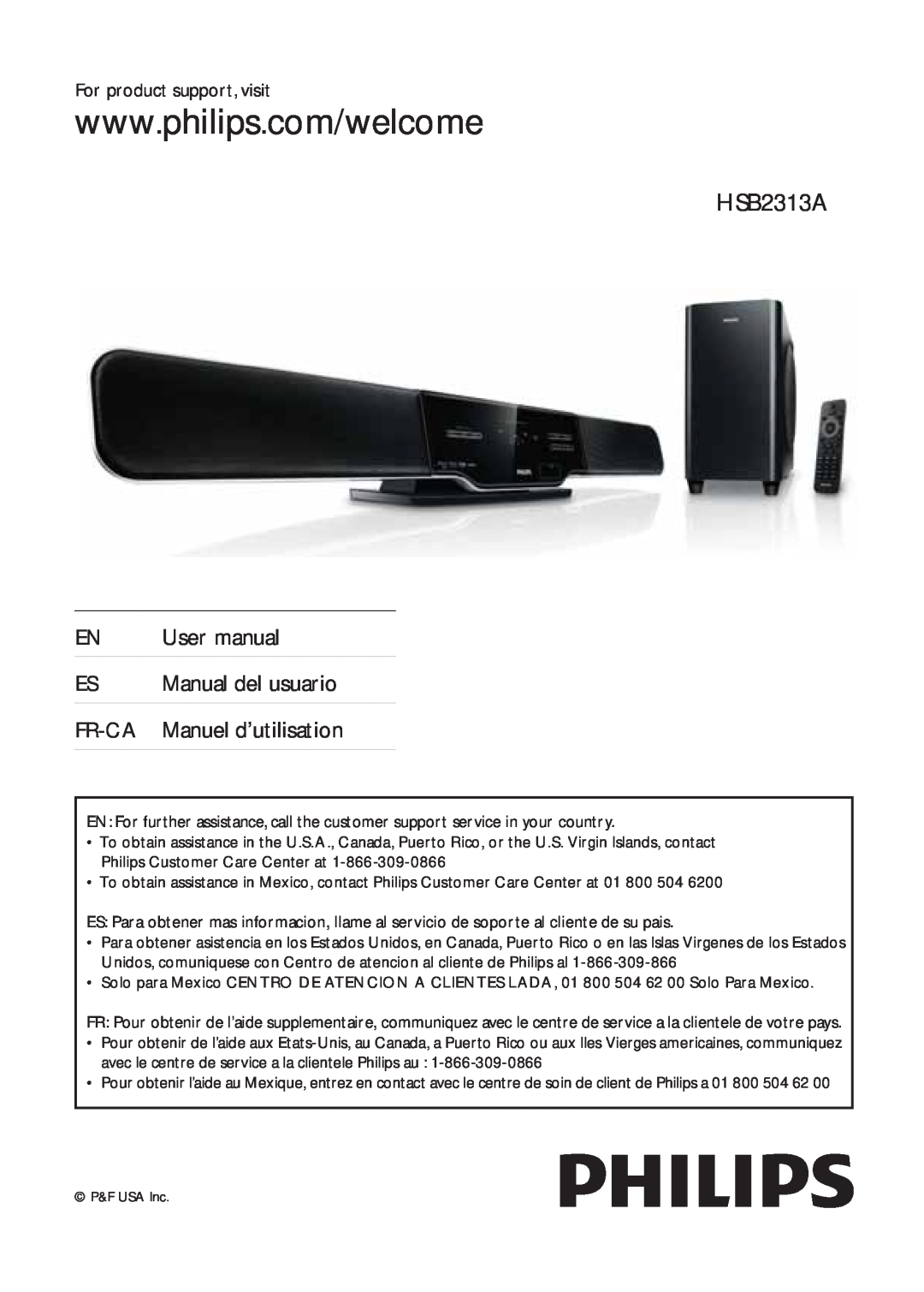 Philips HSB2313A user manual FR-CAManuel d’utilisation 