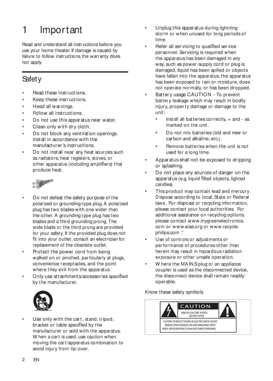 Philips HSB2313A/F7 user manual Safety 