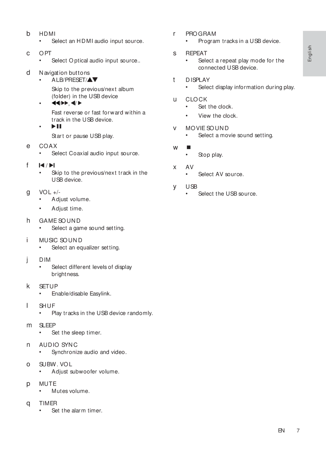 Philips HSB2313A/F7 user manual Alb/Preset 